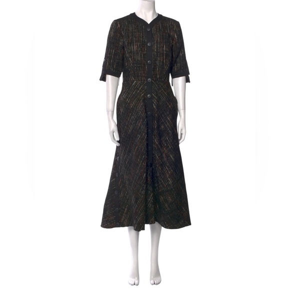 Hanh Merriman Dresses & Skirts - Hanh Merrima Black vertical striped pattern dark colors Button-Down Dress size 8